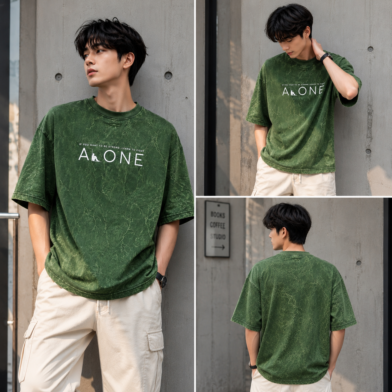 ONLY7EVENS Acid Wash "ALONE" Oversized T-Shirt | 240 GSM Premium Cotton