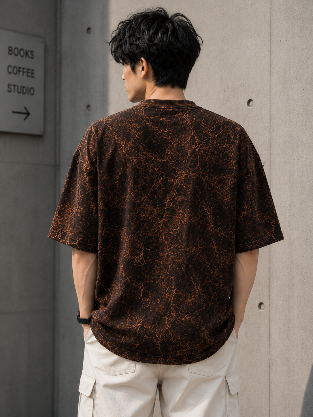 Revolution Oversized T-Shirt | 245 GSM Premium Cotton | Acid Wash Brown | Unisex