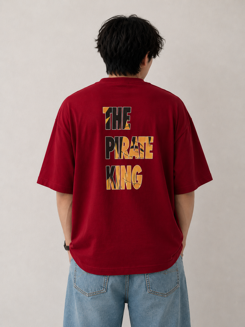 Monkey D. Luffy Oversized Anime T-Shirt | 240 GSM Premium Cotton | Maroon