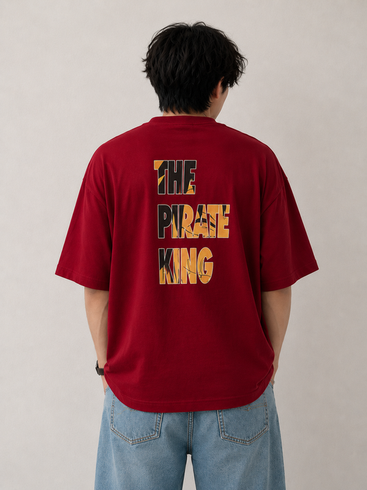 Monkey D. Luffy Oversized Anime T-Shirt | 240 GSM Premium Cotton | Maroon