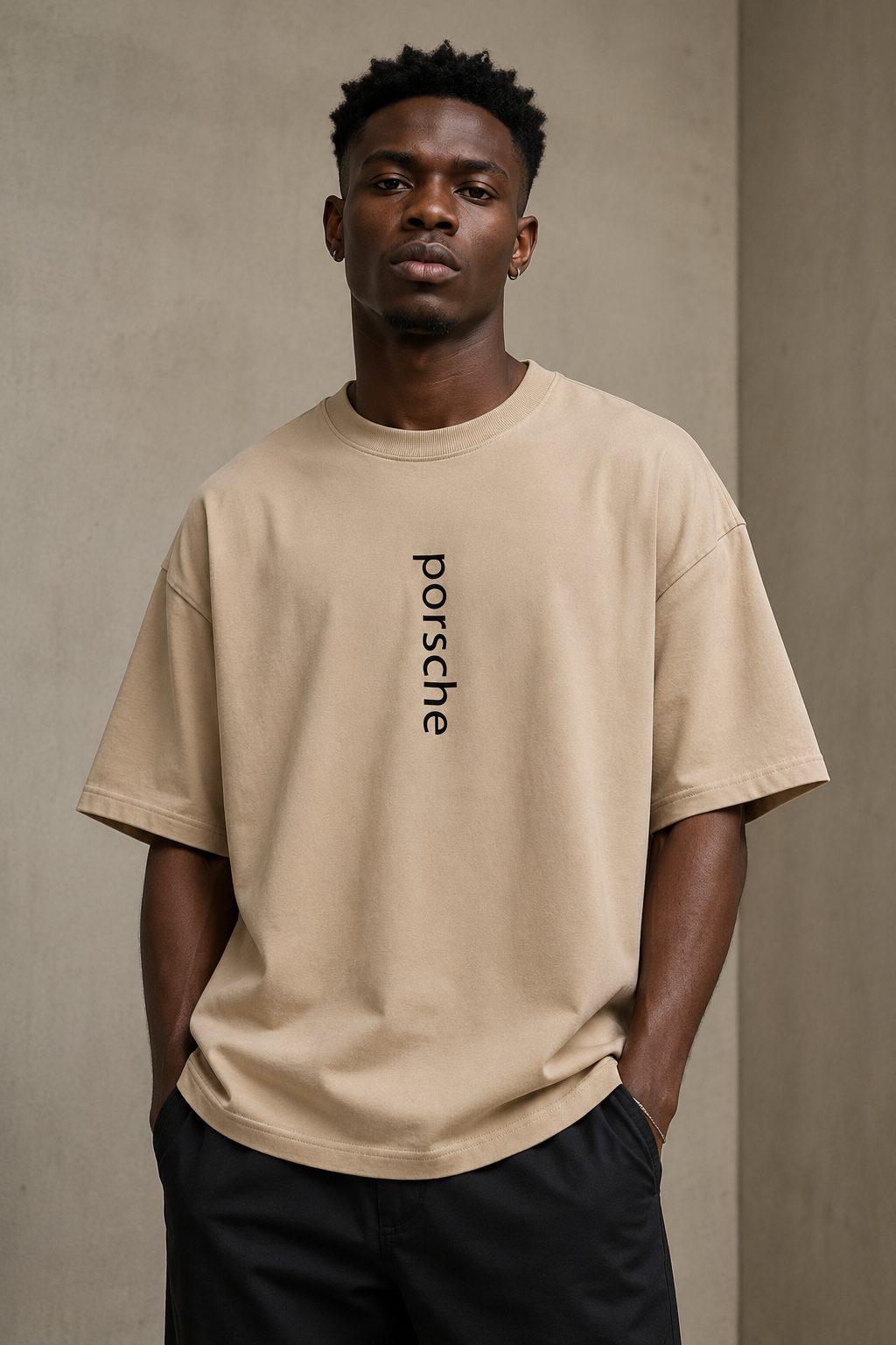 Porsche 911 GT3 RS Oversized T-Shirt | 240 GSM Premium Cotton | Beige | Unisex