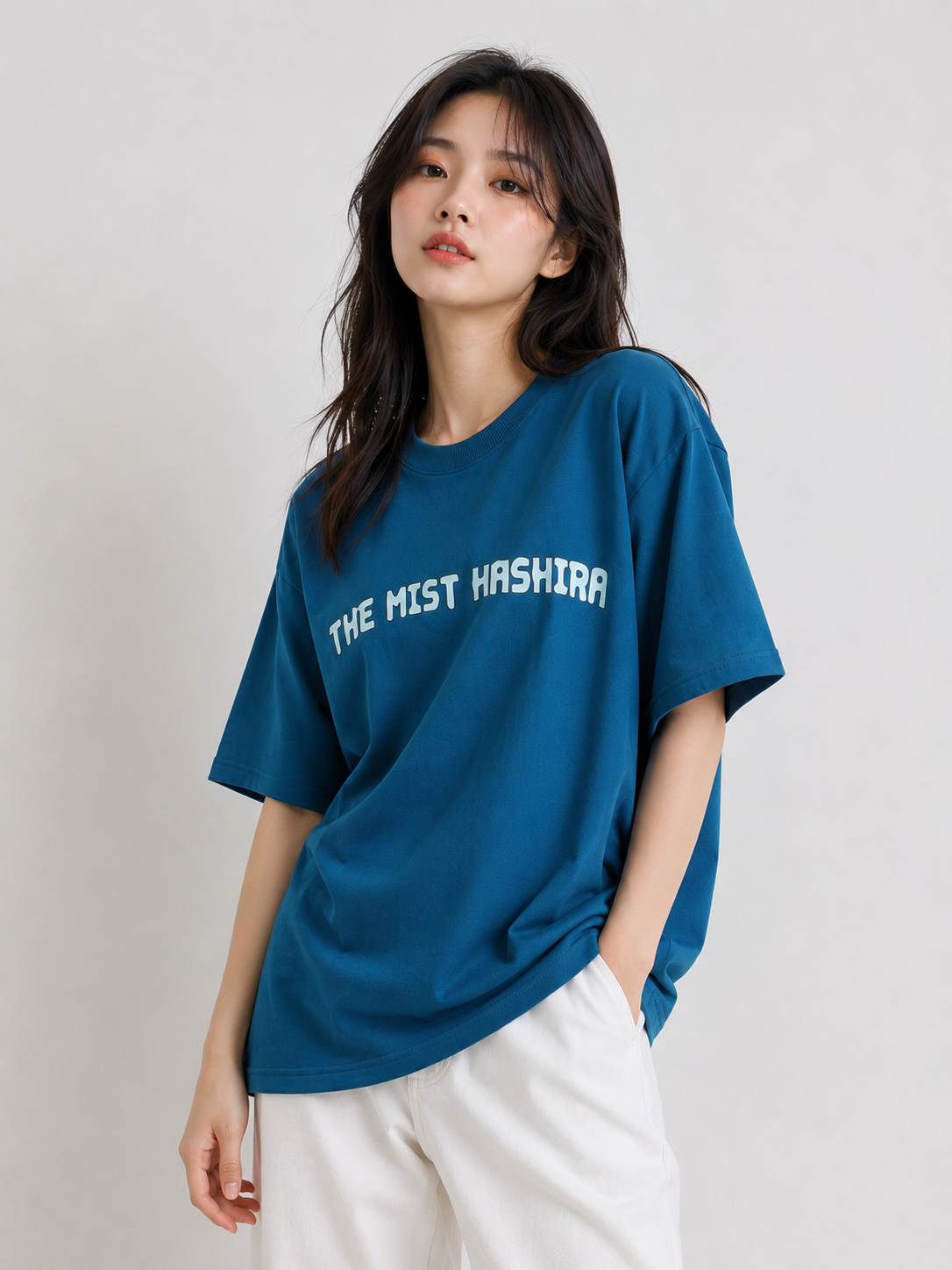 Muichiro Tokito Oversized T-Shirt | 245 GSM Premium Cotton | Blue | Unisex
