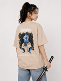 Sasuke Uchiha Oversized Anime Graphic T-Shirt – Beige