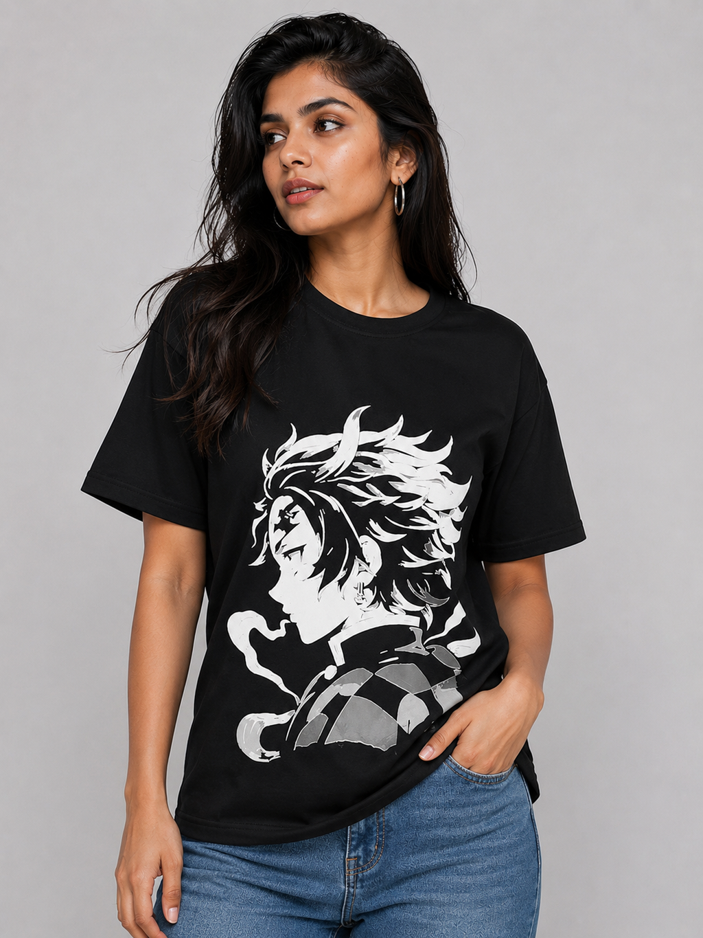 Tanjiro Oversized T-Shirt | 245 GSM Premium Cotton | Black | Unisex