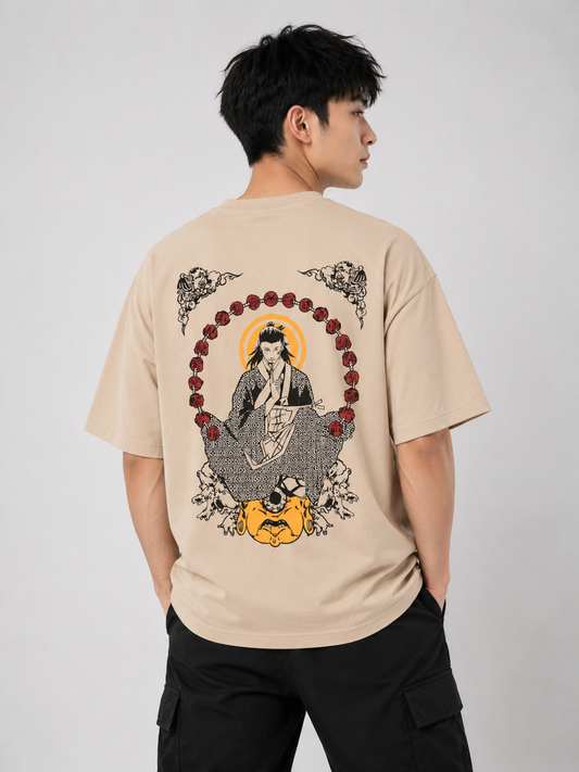 Zen Monk Oversized T-Shirt – Beige