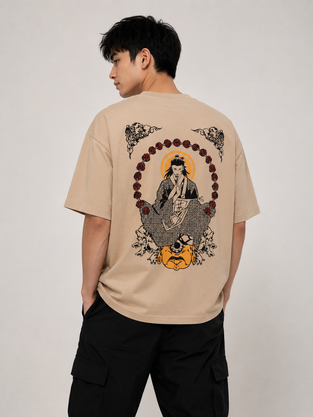 Zen Monk Oversized T-Shirt – Beige