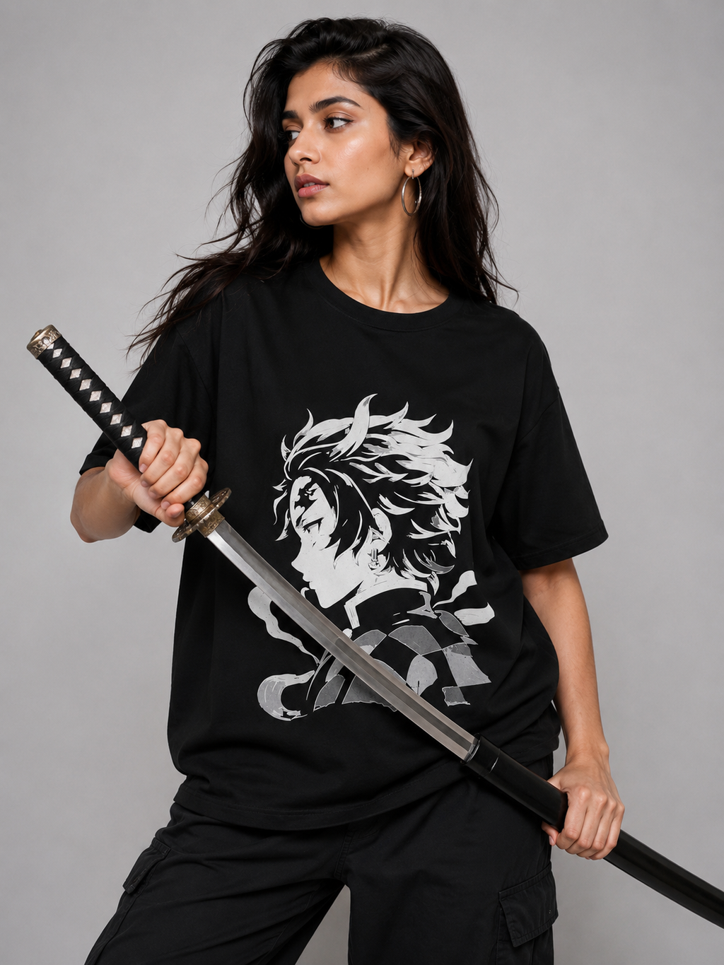 Tanjiro Oversized T-Shirt | 245 GSM Premium Cotton | Black | Unisex