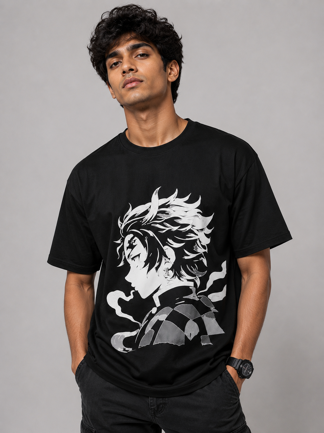 Tanjiro Oversized T-Shirt | 245 GSM Premium Cotton | Black | Unisex