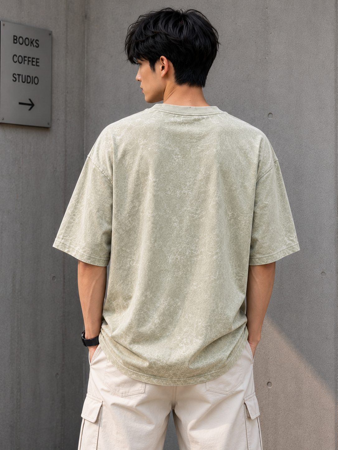 The Edge Oversized T-Shirt | 245 GSM Premium Cotton | Acid Wash Sage Green | Unisex