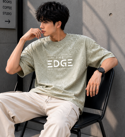 The Edge Oversized T-Shirt | 245 GSM Premium Cotton | Acid Wash Sage Green | Unisex