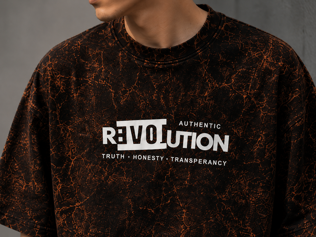 Revolution Oversized T-Shirt | 245 GSM Premium Cotton | Acid Wash Brown | Unisex