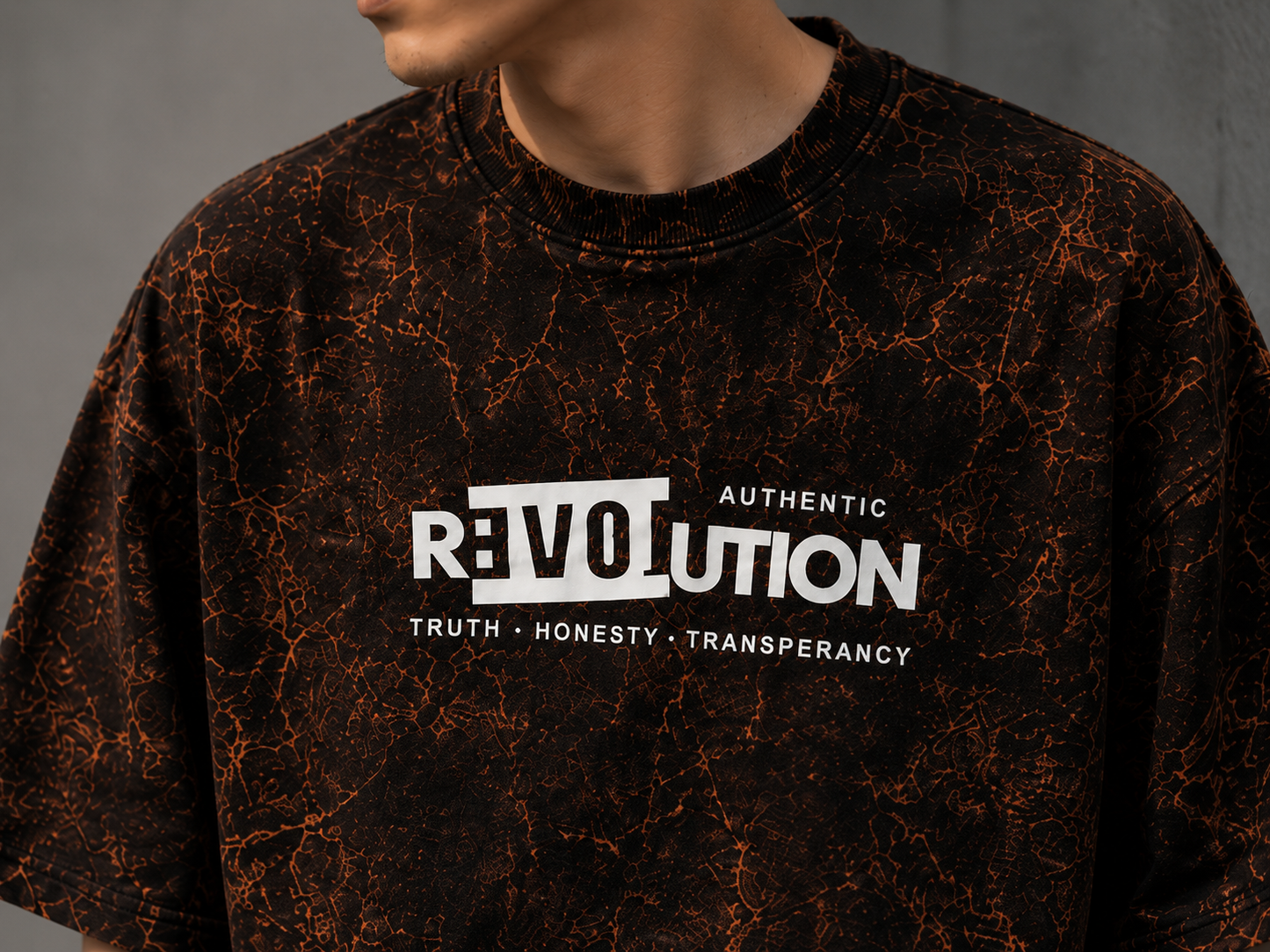 Revolution Oversized T-Shirt | 245 GSM Premium Cotton | Acid Wash Brown | Unisex