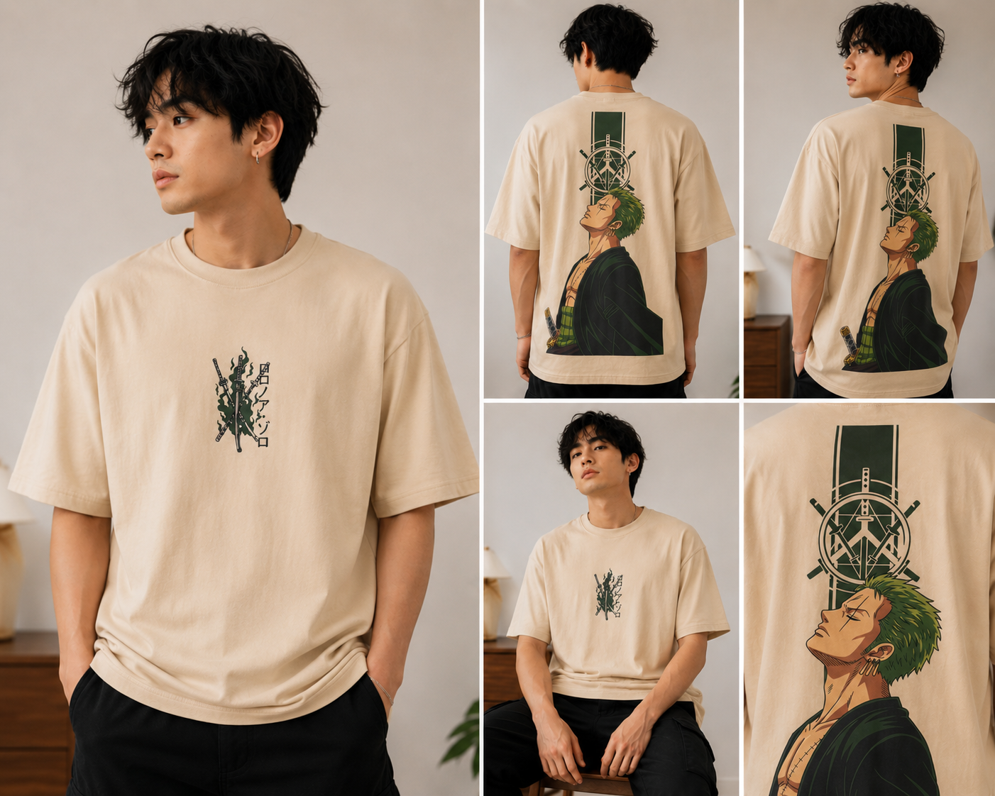 One Piece Zoro Oversized T-Shirt | 240 GSM Premium Cotton