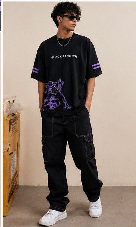 Black Panther Oversized T-Shirt | 245 GSM Premium Cotton | Black | Unisex