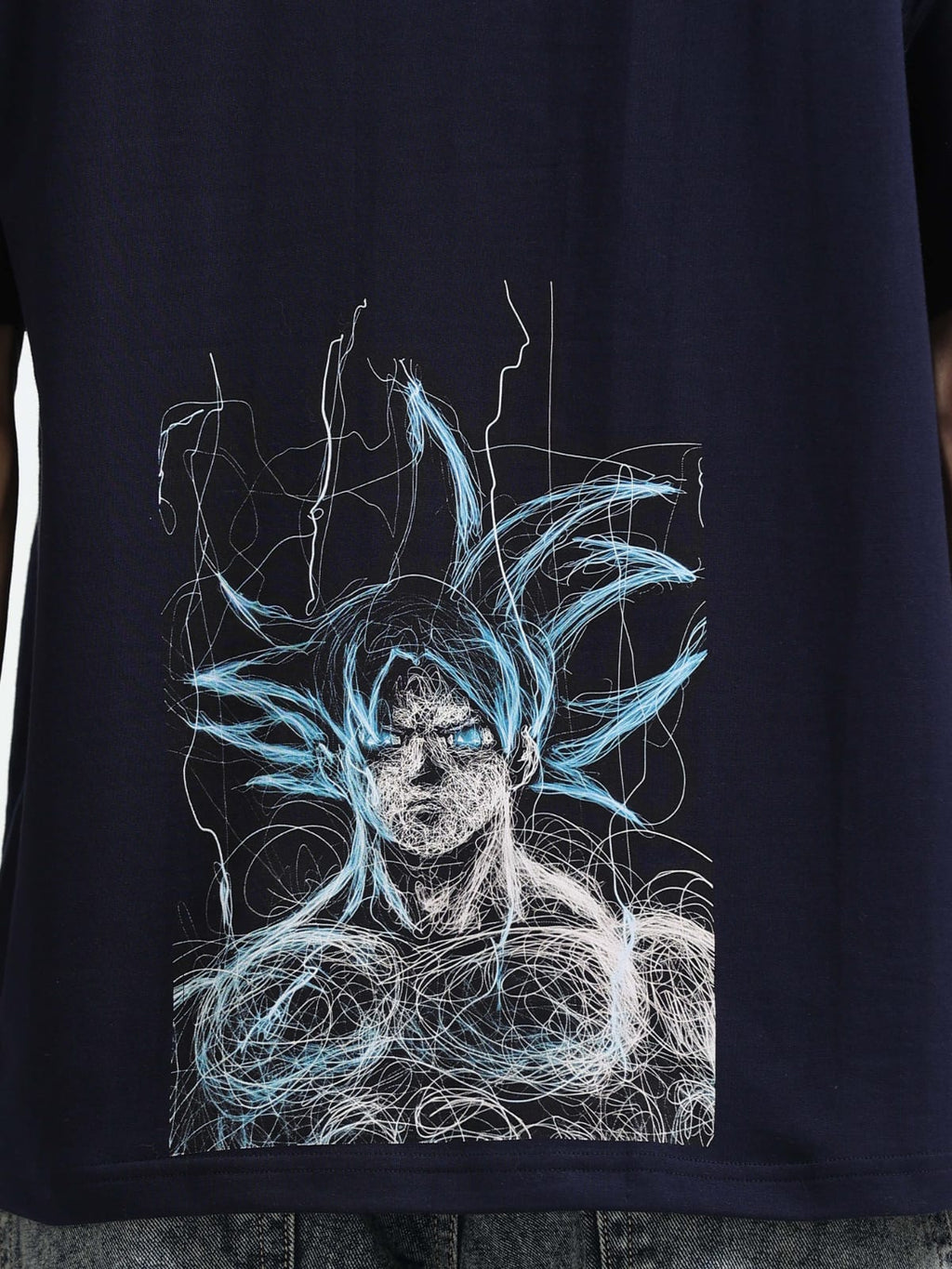 Anime Oversized T-Shirt | 245 GSM Premium Cotton | Navy Blue | Front & Back Print | Unisex