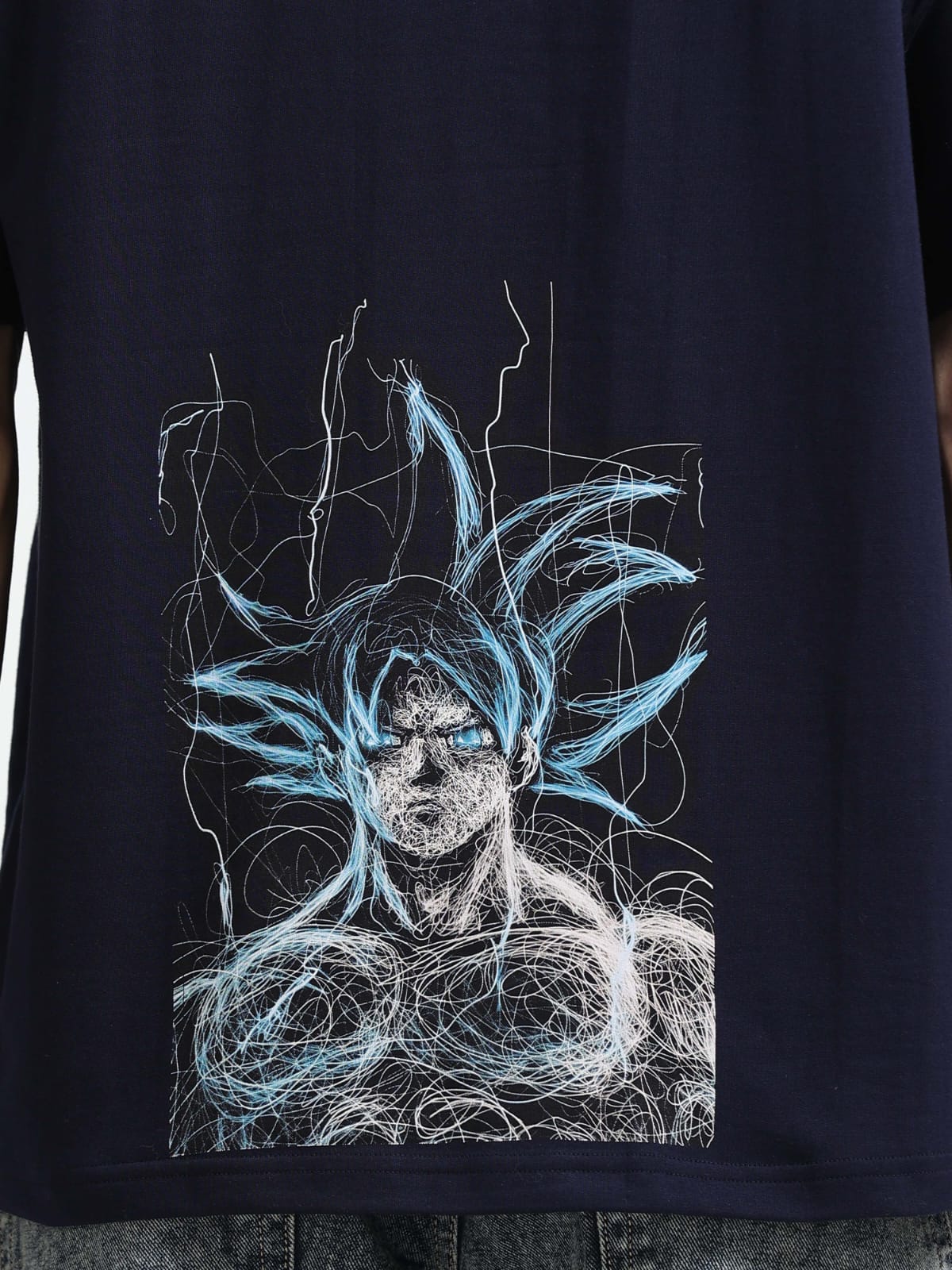 Anime Oversized T-Shirt | 245 GSM Premium Cotton | Navy Blue | Front & Back Print | Unisex