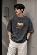 ONLY7EVENS Acid Wash "NO!" Oversized T-Shirt | 240 GSM Premium Cotton